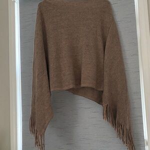Steve Madden Brown Fringed Sweater Poncho